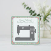 Custom Elegant Gelukkig Naaimachine Dag DIY Art Feestdagenkaart (Staand voorkant)