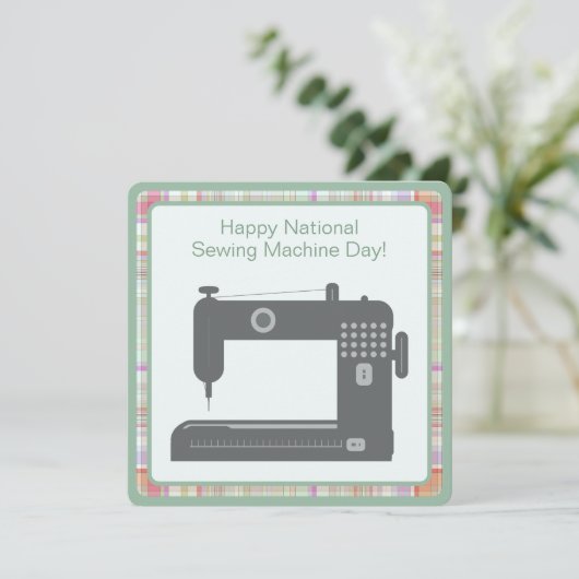 Custom Elegant Gelukkig Naaimachine Dag DIY Art Feestdagenkaart (Staand voorkant)