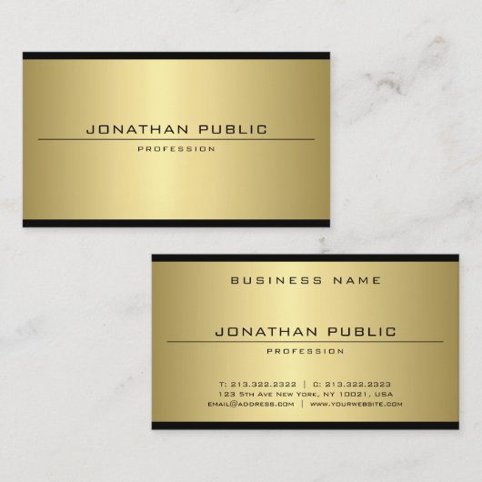 Custom Elegant Glamour Gold Look Modern Eenvoudig Visitekaartje (Voorkant / Achterkant)