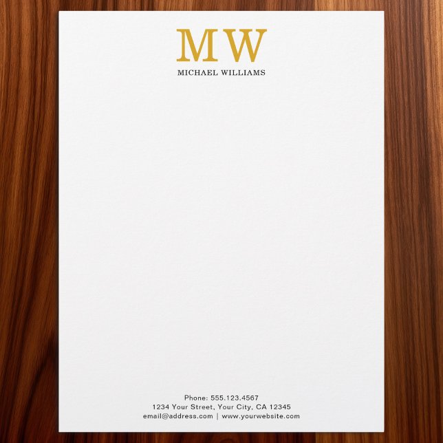 Custom Elegant Gold Initials Monogram Personalized Briefhoofd (Creator heeft geüpload)