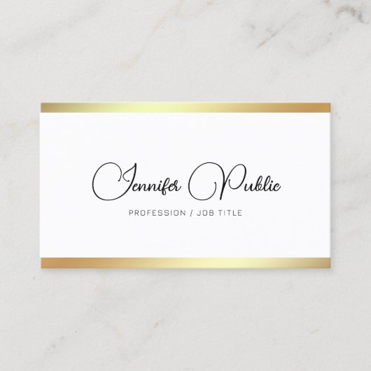 Custom Elegant Gold Look Modern Calligrafie Script Visitekaartje (Voorkant)