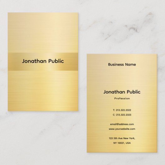 Custom Elegant Gold Look Template Professional Visitekaartje (Voorkant / Achterkant)