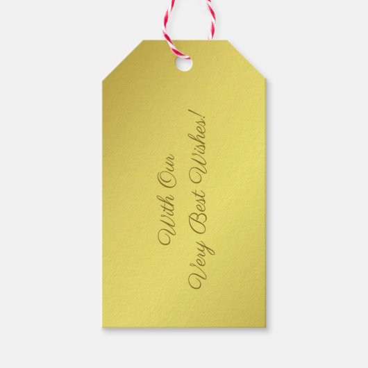 Custom Elegant Gold met onze allerbeste wensen Cadeaulabel (Voorkant)