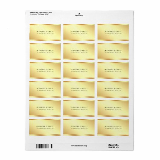 Custom Elegant Gold Professional Simple Template Etiket (Full Sheet)