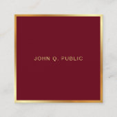 Custom Elegant Gold Text Burgundy Red Luxe Silk Vierkante Visitekaartje (Voorkant)