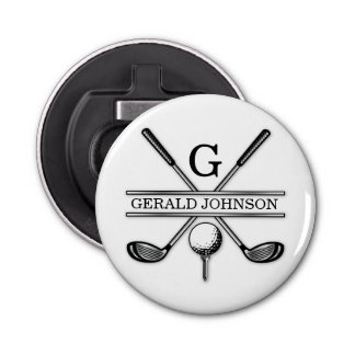 Custom Elegant Golf Monogram Button Flesopener