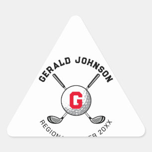 Custom Elegant Golf Monogram Design Driehoek Sticker