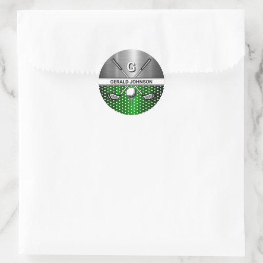 Custom Elegant Golf Monogram Ronde Sticker (Tas)