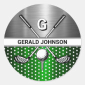 Custom Elegant Golf Monogram Ronde Sticker (Voorkant)