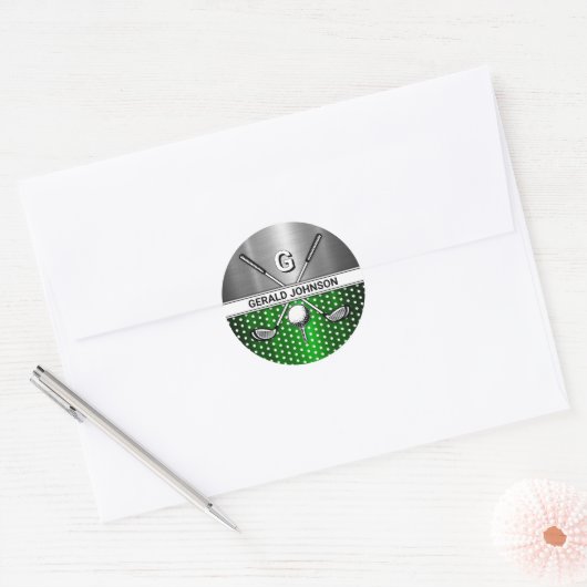 Custom Elegant Golf Monogram Ronde Sticker (Envelop)
