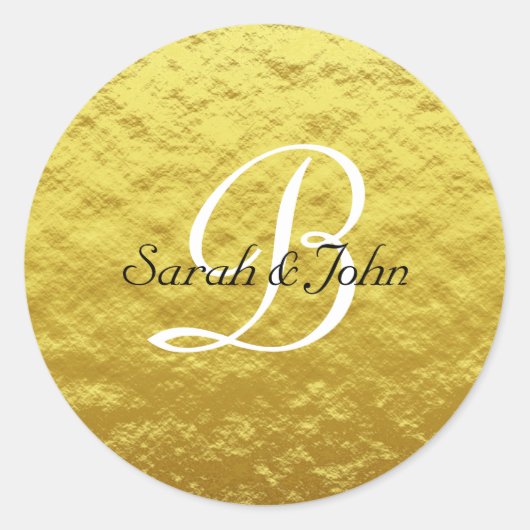Custom Elegant Goud Abstract Bruiloft Favor Sticke Ronde Sticker (Voorkant)