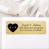 Custom Elegant Goud Hart Bruiloft Retouradres Etiket (Insitu)
