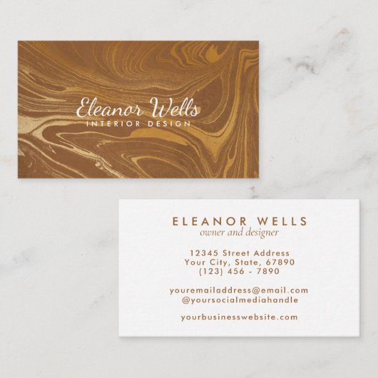 Custom Elegant Goud Marmer Creatieve Professional Visitekaartje (Voorkant / Achterkant)