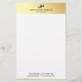 Custom Elegant Goud Wit Moderne Sjabloon Briefpapier (Voorkant)
