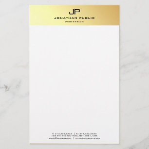 Custom Elegant Goud Wit Moderne Sjabloon Briefpapier