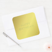Custom Elegant Gouden Gele Gelukkige Verjaardagswe Vierkante Sticker (Envelop)