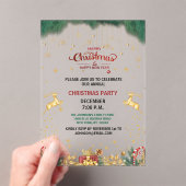 Custom Elegant Gouden Rendier Vakantieseizoen Acryl Uitnodigingen (Insitu (Draagbaar))