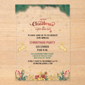 Custom Elegant Gouden Rendier Vakantieseizoen Acryl Uitnodigingen (Voorkant)