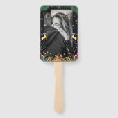 Custom Elegant Gouden Rendier Vakantieseizoen Handwaaier (Achterkant)