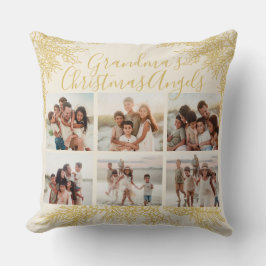 Custom Elegant Grandma's Christmas Photo Collage Kussen
