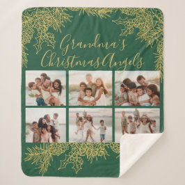 Custom Elegant Grandma's Christmas Photo Collage Sherpa Deken