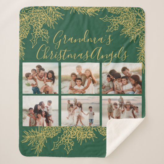 Custom Elegant Grandma's Christmas Photo Collage Sherpa Deken (Voorkant)