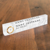 Custom Elegant Grijs Wit Marmeren Naam Bord Klok Naambordje (Zijkant)