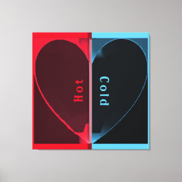 Custom Elegant Heet en Koud Rood Blauw Gehalveerd  Canvas Afdruk