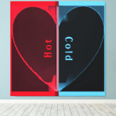 Custom Elegant Heet en Koud Rood Blauw Gehalveerd  Canvas Afdruk (Insitu (Houten vloer))