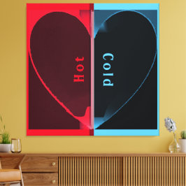 Custom Elegant Heet en Koud Rood Blauw Gehalveerd Canvas Afdruk