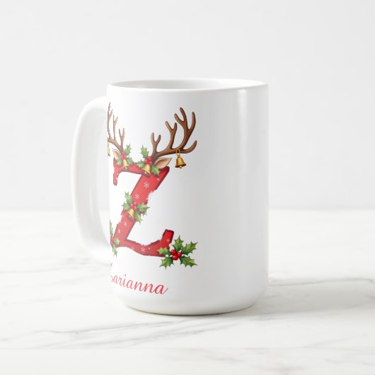 Custom elegant initial Z merry Christmas  Koffiemok (Voorkant links)