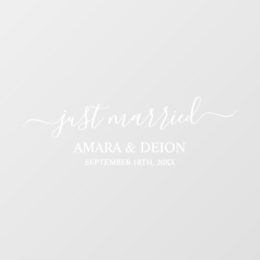 Custom Elegant Just Married Car Wedding Banner  Raamsticker (Vel)