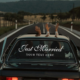 Custom Elegant Just Married Car Wedding Banner  Raamsticker