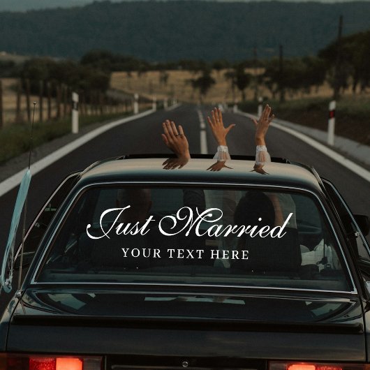 Custom Elegant Just Married Car Wedding Banner  Raamsticker