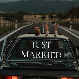 Custom Elegant Just Married Car Wedding Banner  Raamsticker