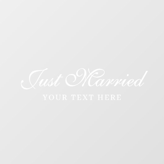 Custom Elegant Just Married Car Wedding Banner  Raamsticker (Vel)