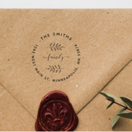 Custom Elegant Leaves Custom Family Return Address Rubberstempel