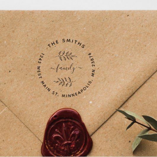 Custom Elegant Leaves Custom Family Return Address Rubberstempel
