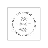 Custom Elegant Leaves Custom Family Return Address Rubberstempel (Afrduk)
