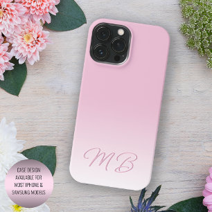 Custom Elegant Licht Katoen Snoep Roze Monogram iPhone 15 Pro Max Hoesje