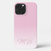 Custom Elegant Licht Katoen Snoep Roze Monogram iPhone Hoesje (Achterkant)