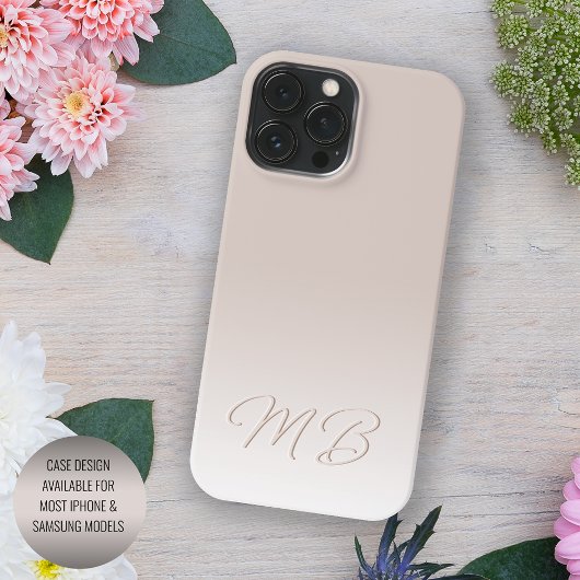 Custom Elegant Licht Neutraal Beige Crème Monogram iPhone Hoesje
