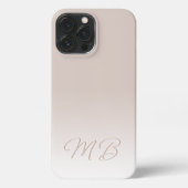 Custom Elegant Licht Neutraal Beige Crème Monogram iPhone Hoesje (Achterkant)