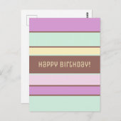 Custom Elegant Licht Pastel Stripes Happy Birthday Briefkaart (Voorkant / Achterkant)