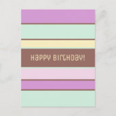 Custom Elegant Licht Pastel Stripes Happy Birthday Briefkaart (Voorkant)