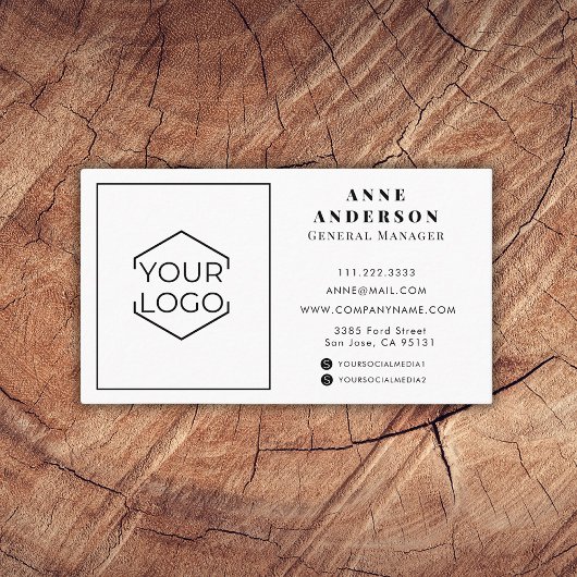 Custom Elegant Logo Professional Wit Visitekaartje