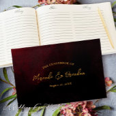 Custom Elegant Luxe Goud Rood Zwart Bruiloft Gastenboek