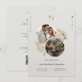Custom Elegant Luxurious Wedding Save The Date Kaart (Voorkant / Achterkant)