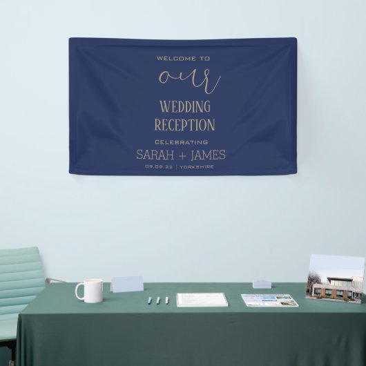 Custom Elegant Marine bruiloft receptie Welkom Spandoek (Beurs)