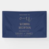 Custom Elegant Marine bruiloft receptie Welkom Spandoek (Horizontaal)